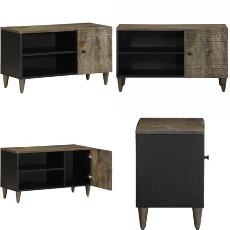 Mobile Porta TV Grigio Chiaro 80x31,5x46 cm in Legno Mango - TV Stand - Mobile in Legno Mango