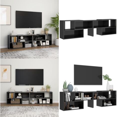 Mobile Porta TV Grigio Lucido 149x30x52 cm in Legno Multistrato - Mobile TV in legno - Mobile TV estensibile