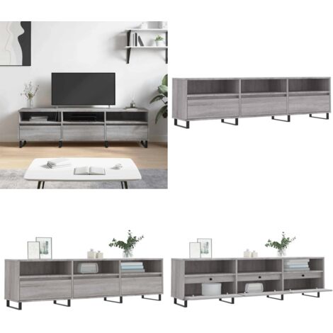 Mobile Porta TV Grigio Sonoma 150x30x44,5 cm Legno Multistrato - Mobile TV con ripostiglio - Mobile TV in legno multistrato