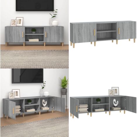 Mobile Porta TV Grigio Sonoma 150x30x50 cm in Legno Multistrato - Mobile per stereo - Mobile in legno