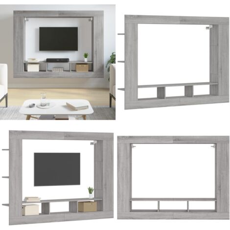 Mobile Porta TV Grigio Sonoma 152x22x113cm in Legno Multistrato - Mobile TV in legno - Mobile TV a parete