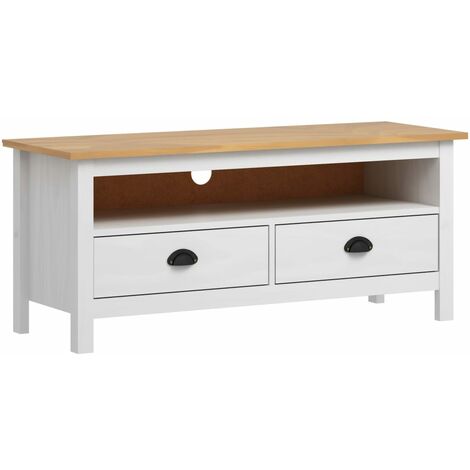 Mobile Porta TV Hill Bianco 110x40x47 cm in Legno di Pino vidaXL