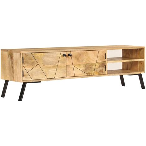 Mobile Porta TV in Legno Massello di Mango 140x30x40 cm