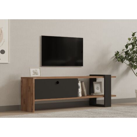 Mobile porta TV in rovere e antracite, design pulito con ripiani, 120x36,8x25 cm, per piccolo soggiorno o studio
