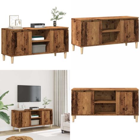 Mobile Porta TV Legno Antico 102x35x50 cm in Legno Multistrato - Mobile TV antico - Mobile TV con ripiani