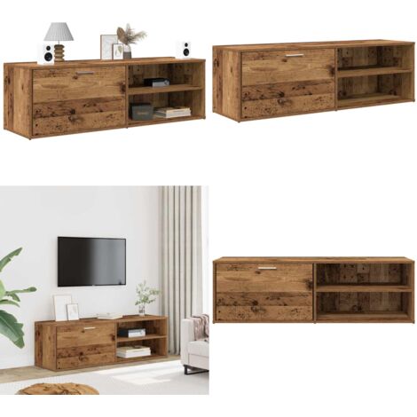 Mobile Porta TV Legno Antico 120x34x37 cm in Legno Multistrato - Mobile TV antico - Mobile TV multistrato