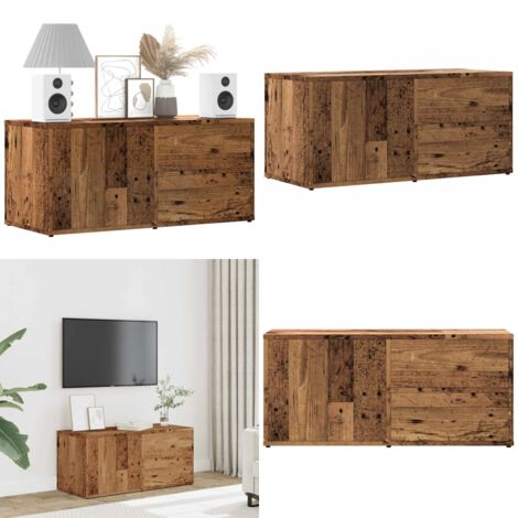 Mobile Porta TV Legno Antico 80x34x35,5 cm Legno Multistrato - Mobile porta TV - Mobile TV con cassetti