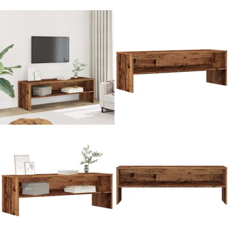 Mobile Porta TV Legno Vecchio 120x40x40 cm in Truciolato - Mobile TV in legno antico - Mobile TV con ripiani