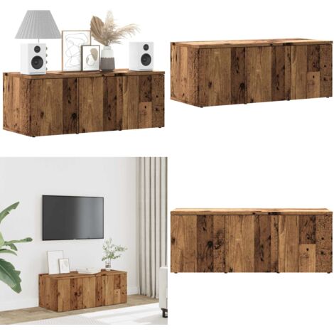 Mobile Porta TV Legno Vecchio 80x34x30 cm in Legno Multistrato - Mobile TV in truciolato - Mobile TV con cassetti