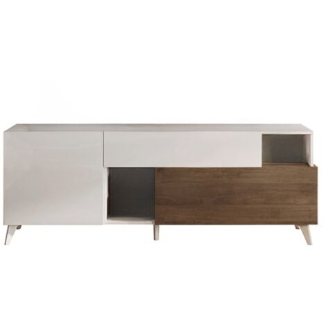 Mobile porta Tv Marion 180x42x67h colore bianco lucido e mercure