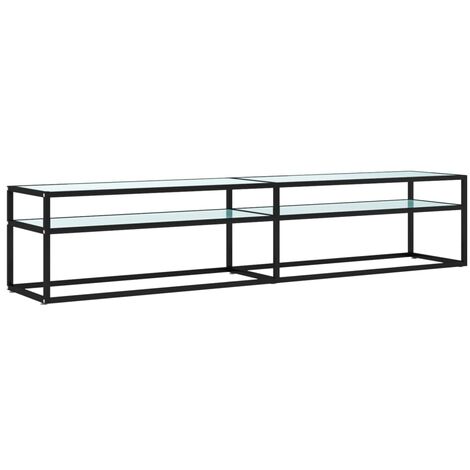 Mobile Porta TV Marmo Bianco 200x40x40,5 cm in Vetro Temperato vidaXL