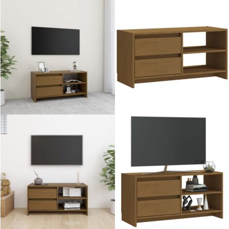Mobile Porta TV Marrone Ambra 80x31x39 cm in Legno di Pino - Armadio hi-fi - Mobile tv