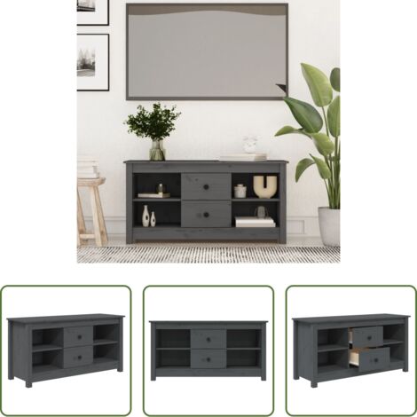 Mobile porta TV -  Mobile Porta TV Grigio 103x36,5x52 cm in Legno Massello di Pino