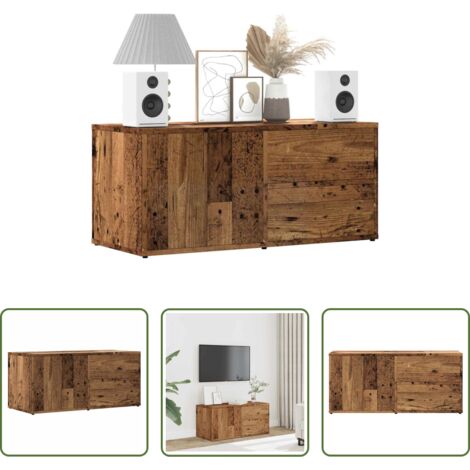 Mobile porta TV -  Mobile Porta TV Legno Antico 80x34x35,5 cm Legno Multistrato
