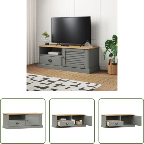 Mobile porta TV -  Mobile Porta TV VIGO Grigio 106x40x40 cm Legno Massello di Pino