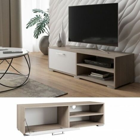 Mobile Sotto Tv Moderno.Mobile Porta Tv Moderno Con 1 Anta E 2 Scomparti Bicolore 120x34x37 Bicolore Colore Principale Rovere E Bianco 4251421926776