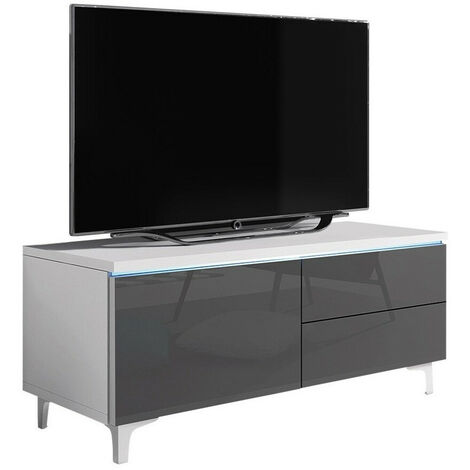 Mobile porta TV Nashville 104 (Bianco + Grigio lucido) - Mobili soggiorno