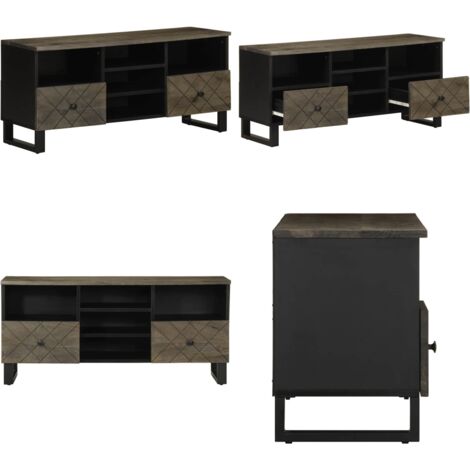 Mobile Porta TV Nero 100x33x46 cm in Legno Massello di Mango - Mobile TV nero - Mobile TV mango