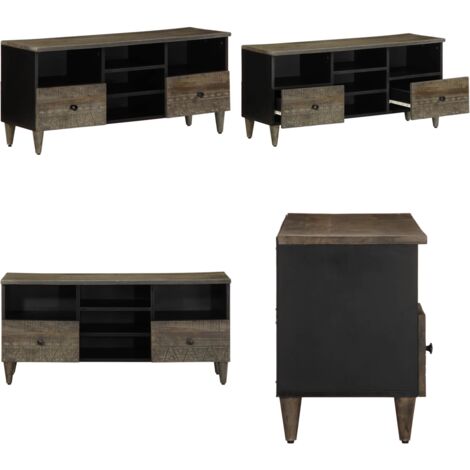 Mobile Porta TV Nero 100x33x46 cm in Legno Massello di Mango - TV stand in legno - Mobile TV mango