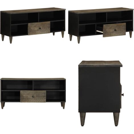 Mobile Porta TV Nero 100x33x46 cm in Legno Massello di Mango - TV stand in legno - Mobile TV mango