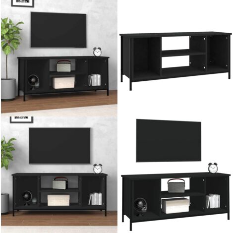 Mobile Porta TV Nero 102x35x45 cm in Legno Multistrato - Mobile TV nero - Mobile TV con scomparti
