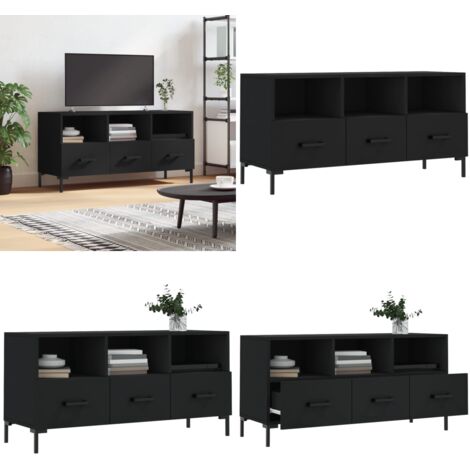 Mobile Porta TV Nero 102x36x50 cm in Legno Multistrato - Mobile TV nero - Mobile TV con cassetti
