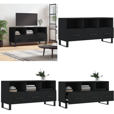 Mobile Porta TV Nero 102x36x50 cm in Legno Multistrato - Mobile TV nero - Mobile TV con cassetti