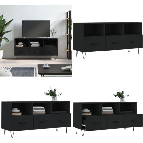 Mobile Porta TV Nero 102x36x50 cm in Legno Multistrato - Mobile TV nero - Mobile TV con cassetti