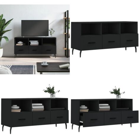 Mobile Porta TV Nero 102x36x50 cm in Legno Multistrato - Mobile TV nero - Mobile TV con cassetti