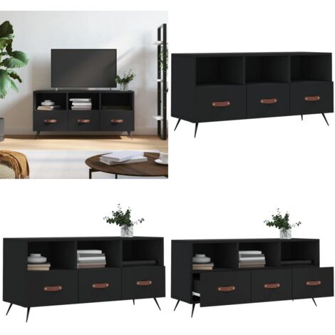Mobile Porta TV Nero 102x36x50 cm in Legno Multistrato - Mobile TV nero - Mobile TV con cassetti