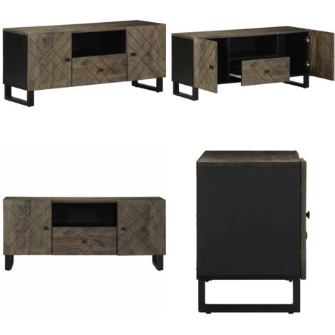 Mobile Porta TV Nero 105x33x46 cm in Legno Massello di Mango - TV Stand - Mobile in Legno