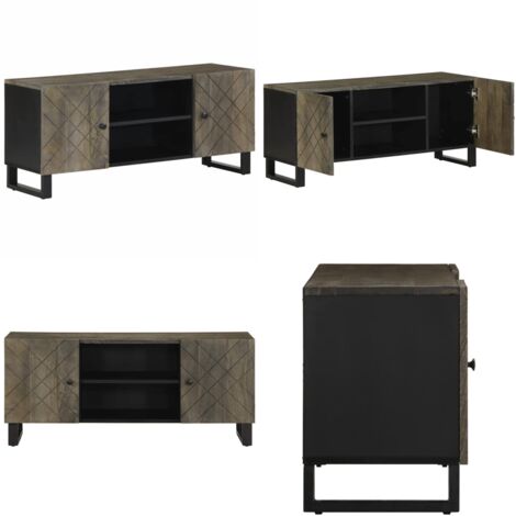 Mobile Porta TV Nero 105x33x46 cm in Legno Massello di Mango - TV Stand - Mobile in Legno