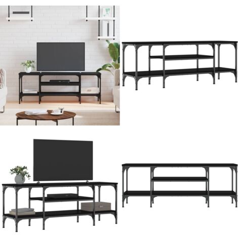 Mobile Porta TV Nero 121x35x45 cm in Legno Multistrato e Ferro - TV Stand - Mobile Porta TV