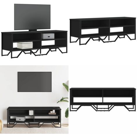 Mobile Porta TV Nero 122x34x41 cm in Legno Multistrato - Credenza TV - Mobile in legno