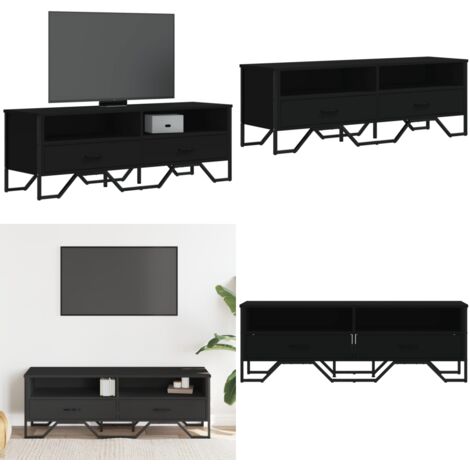 Mobile Porta TV Nero 122x34x41 cm in Legno Multistrato - Credenza TV - Mobile in legno