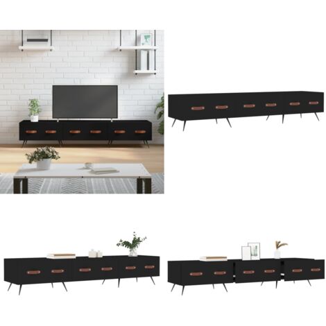 Mobile Porta TV Nero 150x36x30 cm in Legno Multistrato - Mobile TV nero - Mobile TV con cassetti