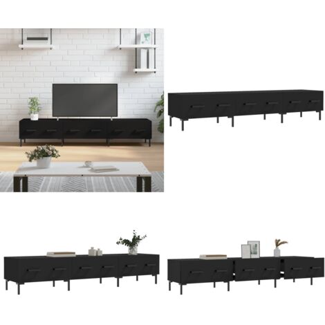 Mobile Porta TV Nero 150x36x30 cm in Legno Multistrato - Mobile TV nero - Mobile TV con cassetti