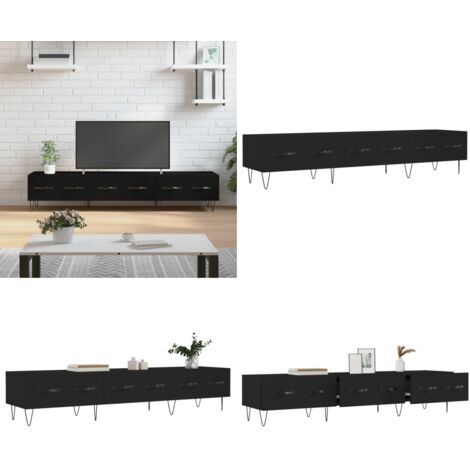 Mobile Porta TV Nero 150x36x30 cm in Legno Multistrato - Mobile TV nero - Mobile TV con cassetti