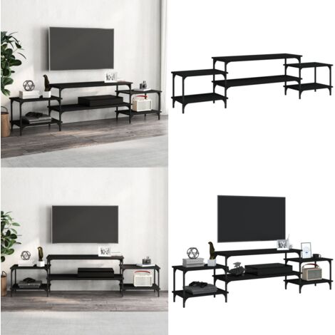 Mobile Porta TV Nero 197x35x52 cm in Legno Multistrato - TV Stand - Mobile in Legno