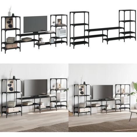Mobile Porta TV Nero 206,5x28,5x95 cm in Legno Multistrato - TV Stand - Mobile Porta TV