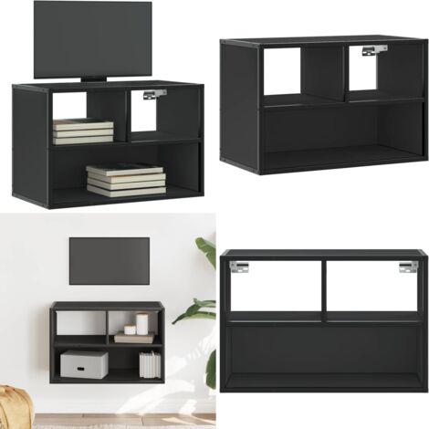 Mobile Porta TV Nero 60x31x39,5cm in Truciolato e Metallo - Mobile TV Nero - Mobile TV a Parete