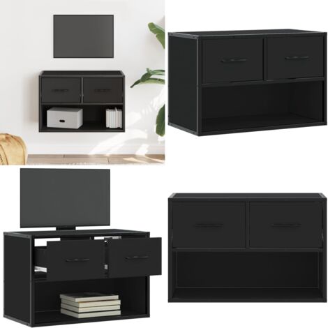 Mobile Porta TV Nero 60x31x39,5cm in Truciolato e Metallo - TV Stand - Mobile per TV
