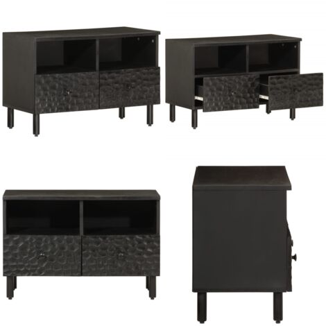 Mobile Porta TV Nero 70x33x46 cm in Legno Massello di Mango - TV stand in legno - Mobile TV nero