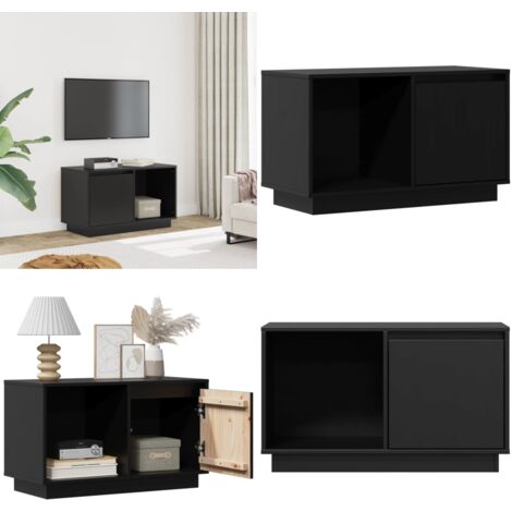 Mobile Porta TV Nero 74x35x44 cm in Legno Massello di Pino - Mobile TV in pino - Mobile TV nero