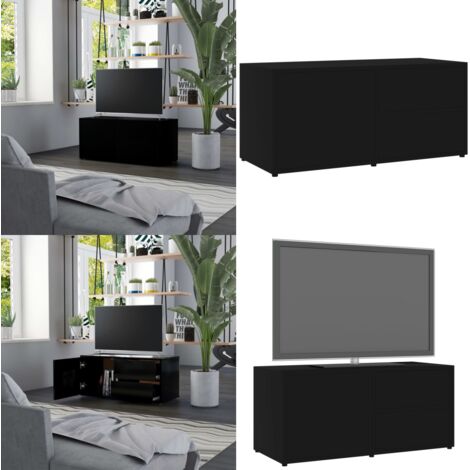 Mobile Porta TV Nero 80x34x36 cm in Legno Multistrato - Mobile porta TV - Mobile in legno