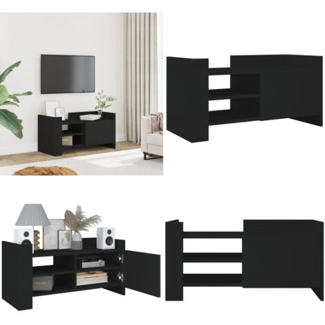 Mobile Porta TV Nero 80x35x40 cm in Legno Multistrato - Credenza TV - Mobile in legno multistrato