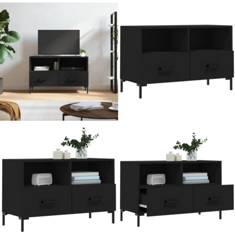 Mobile Porta TV Nero 80x36x50 cm in Legno Multistrato - Mobile TV nero - Mobile TV con cassetti