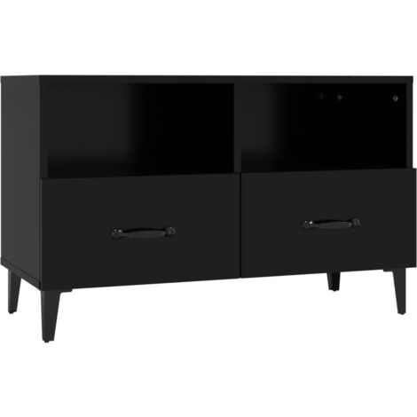 Mobile Porta TV Nero 80x36x50 cm in Legno Multistrato vidaXL