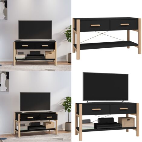 Mobile Porta TV Nero 82x38x45 cm in Legno Multistrato - Mobile TV in legno - Mobile TV nero