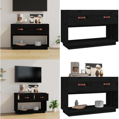 Mobile Porta TV Nero 90x40x60 cm in Legno Massello di Pino - TV stand in legno - Mobile TV in pino